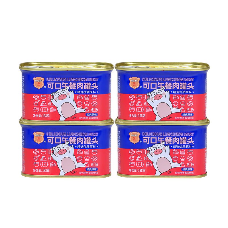 4.9/罐！梅林 可口午餐肉罐头拍下19.9元得【198g*4罐】