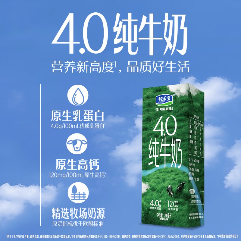 自营君乐宝 纯牛奶200mL*24瓶Plus叠首购拍2件凑后【82.38元】-①先领200-20黑五卷